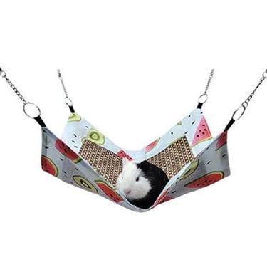 Imagem de QANYEGN Cama refrigerando animal pequena, esteira da almofada da cobaia do verão, rede de suspensão pequena do animal de estimação com refrigeração automática para o coelho da coba (Melancia)