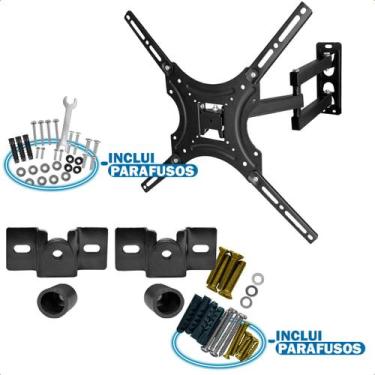 Imagem de Conjunto Suporte Articulado e Fixo de Parede para TV 13 a 70 Polegadas