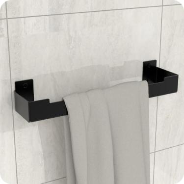 Imagem de Porta Toalha Rosto Suporte Banheiro Toalheiro Preto ELG - HomeFull