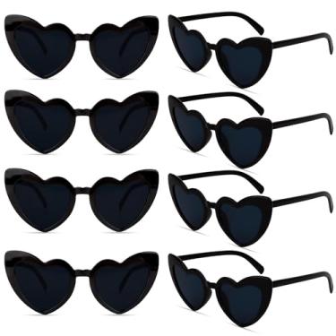 Imagem de AMCAMI 8 pares de óculos de sol de despedida de solteira em forma de coração, decorações de festa, presentes de dama de honra, mulheres, meninas, Preto, Medium