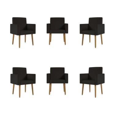Imagem de Kit 6 Poltronas Nina Decorativa Recepção Sala Oferta Courino Cor:courino Preto
