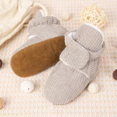 Imagem de Botas para bebês meninos e meninas macias de lã quente de inverno aconchegantes botas de algodão antiderrapantes sapatos de berço, Cinza, 12-18 Months Toddler