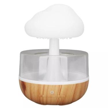 Imagem de Umidificador de Ar Ultrassônico com Luz LED Multicolorida, Base em Madeira, Difusor de Aromas com 7 Cores, Controle por Toque, 300ml