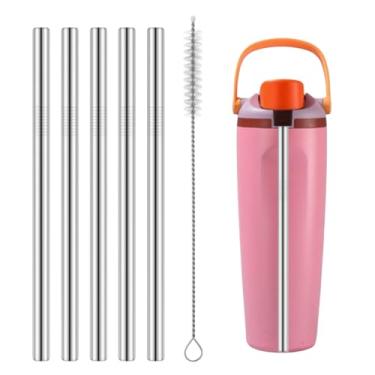 Imagem de 5 peças de substituição de canudo de metal compatível com garrafa de água Owala FreeSip Sway 850 g 1,134 g, com limpador de palha, canudos reutilizáveis de aço inoxidável para Owala Sway (para Owala