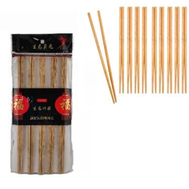 Imagem de Kit 20 Pares Hashi Bambu Oriental Comida Japonesa Restaurante