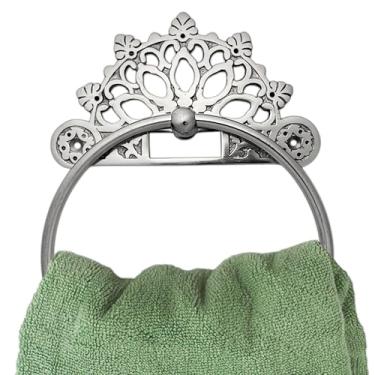 Imagem de Anel de toalha vitoriano | Latão maciço | Cromado 15 cm | Cabide de toalha de mão | Suporte de toalha redondo para banheiro, banheiro, acessórios de cozinha feitos à mão | Montado na parede |