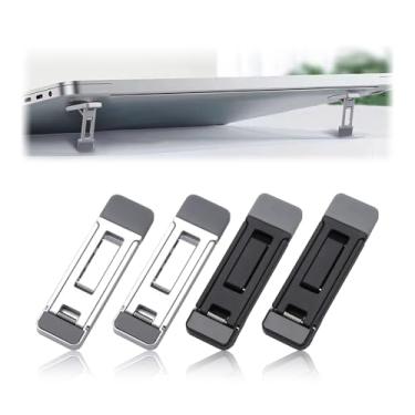 Imagem de SNOMEL 4 peças de elevação de teclado autoadesivo, pés ajustáveis para laptop, mini suporte portátil invisível, suporte de teclado dobrável para mesa de mesa, cama, viagem, refrigeração, computador