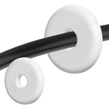 Imagem de Thinp 2 peças de ilhós de parede para cabos, cabos de parede que passam através de cabos antiderrapantes, kit de roteamento de cabos Starlink para paredes e móveis (branco)