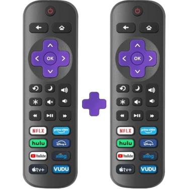 Imagem de Pacote com 2 controles remotos de substituição apenas para Roku TV, compatível com TVs TCL Roku/Hisense Roku/Onn Roku/Sharp Roku/Philips Roku/Element Roku/Westinghouse Roku (não para Roku Stick, caixa