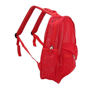 Imagem de Mochila de Malha para Malha Pesada Grande Capacidade de Grande Capacidade, Veja Através da Mochila para Estudante Universitário de Esportes de Praia de Natação (Vermelho)
