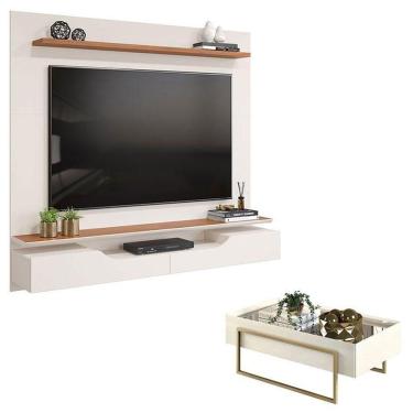 Imagem de Painel Para Tv Levi Off White Freijó E Mesa De Centro Suri Off White – Dj Móveis