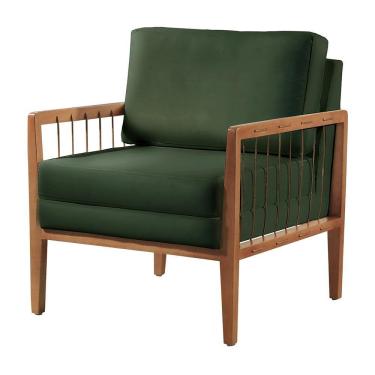 Imagem de Poltrona Gael Luxo Madeira Maciça Castellar Móbile Veludo Verde Veludo Verde