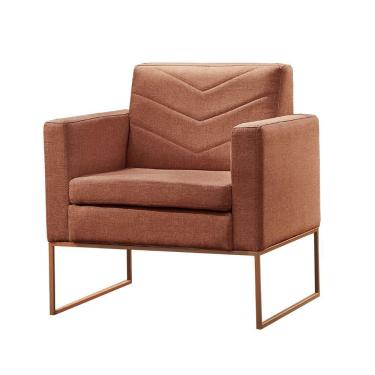 Imagem de Poltrona Apolo Luxo Base Bronze Castellar Móbile Linho Terracota Linho Terracota