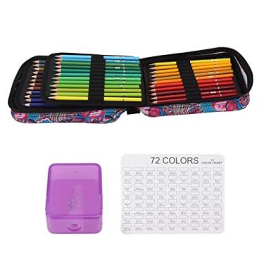 Imagem de Conjunto de lápis de cor de 72 cores Macaron Lápis de desenho de aquarela à base de óleo para artistas adultos desenhando para colorir arte pintura choupo 8,9 x 6,3 x 3 pol.