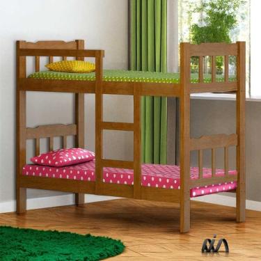 Imagem de Beliche Em Madeira Maciça Reforçada Nogueira Shop Jm