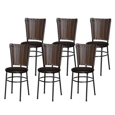 Imagem de 6 Cadeiras Para Mesa Preta Hawai Avelã Cor:marrom
