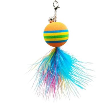 Imagem de Luzhengyang Recargas de varinha Feather Cat Teaser – Cabeças inspiradas em pássaros naturais, acessórios de brinquedo de gato para brincadeiras interativas (pacote com 5) (bola arco-íris de 7 cores)
