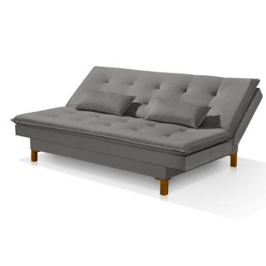 Imagem de Sofá Cama Bangkok Pés De Madeira C Almofadas Espuma D-23 Cor cinza