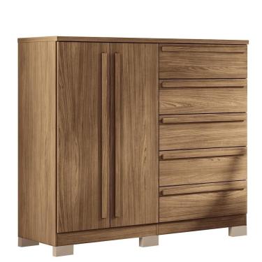 Imagem de Cômoda Málaga Gold 2 Portas E 5 Gavetas Jatobá Com Pés - Santos Andirá Jatobá