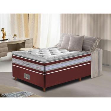 Imagem de Conjunto Cama Box Solteiro De Molas Ensacadas D33 Com Pillow Top Cama Inbox Select 88x188x71 Vinho