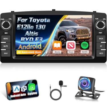 Imagem de [2+64] Rádio automotivo Volxcereo para Toyota Corolla E120 E130 Altis BYD F3, 17.8 cm Android Touchscreen Corolla Stereo com Carplay/Android Auto, GPS, WiFi, Bluetooth, SWC, tema UI, FM/RDS
