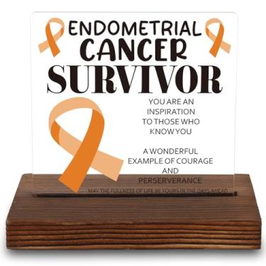 Imagem de Placa acrílica Endometrial Cancer Survivor – Citação inspiradora tributo à bravura e força, LYY59
