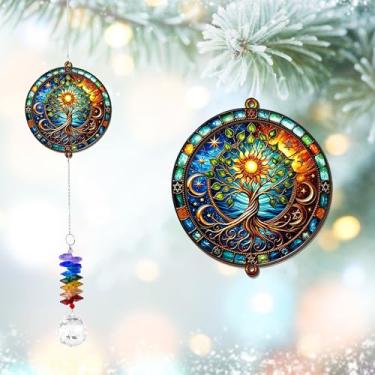 Imagem de GIFTELIX Enfeite de 2 camadas - Árvore da Vida Presentes de Aniversário para Homens, Mulheres, Família, Amigos - Decoração para Casa, Jardim, Festival - Criador de Arco-íris de Cristal - Pendurado em