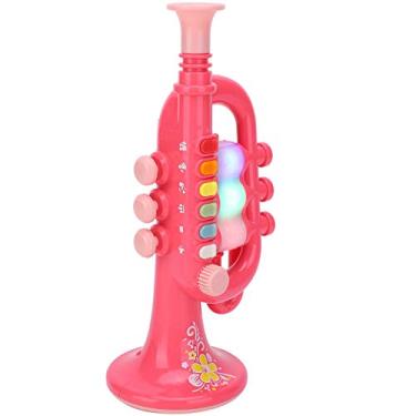 Imagem de ASHATA Brinquedo Trompete Musical Rosa Instrumento Eletrônico para bebê para Presente Educacional Infantil, 3 Escalas Musicais, Com Luzes para Brincadeiras Noturnas, Plástico 11,4 X 4,3 X 6,5 pol.
