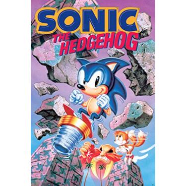 Imagem de BUY ART FOR LESS Pôster de arte inovador oficialmente licenciado Sonic the Hedgehog - 61 x 91 cm - Impressão decorativa - Papel pôster - Pronto para emoldurar