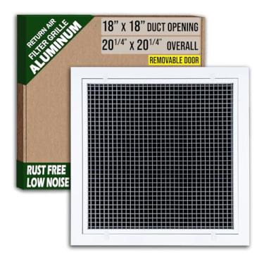 Imagem de Serve para abertura de duto 18x18 | Grade de filtro de ar de retorno de alumínio Eggcrate | Fluxo de ar baixo ruído-alto, tampa de ventilação livre de ferrugem para parede lateral e teto | Rem. Porta