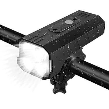 Imagem de Conjunto de luzes de bicicleta recarregável por USB, à prova d'água, luz frontal e traseira, 5200 mAh, 7 modos de luz, farol de bicicleta com luz traseira para ciclismo (BK40)