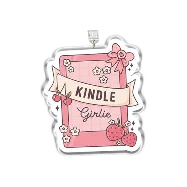Imagem de MEIYSTICK Amuleto de plugue de poeira rosa Kindle Girlie, pingente Kindle, pingentes de plugue de pó de acrílico tipo C ou relâmpago, pingentes de acessórios Kindle, presentes para amantes de leitura