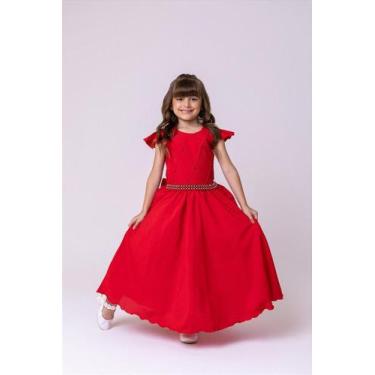Imagem de Vestido Infantil Vermelho Longo para Formatura Dama de Honra Luxo Fest