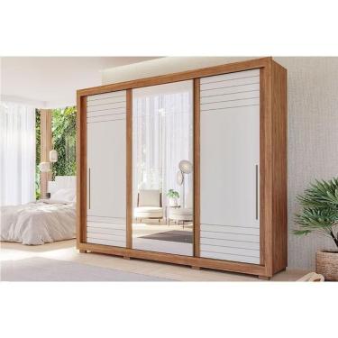 Imagem de Guarda Roupa 3 Portas De Correr (1 C- Espelho) E 6 Gavetas Vitória Cinamomo-off White - Panan