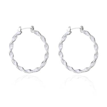 Imagem de Brincos de argola de Natal brilhantes para mulheres, brincos de argola torcida verde e vermelho com glitter, vermelho, verde, brincos, joias, presentes de Natal, Liga de aço, Sem pedra preciosa