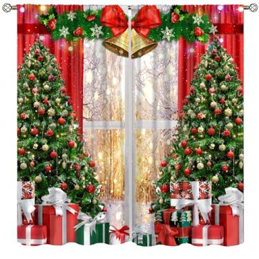 Imagem de Cortinas de janela de Natal, presente de árvore de Natal, neve, inverno, sino, cortinas de luz ambiente para cozinha, sala de estar, quarto, janela, tratamentos de 153 x 182 cm