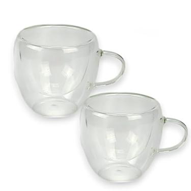 Imagem de Kit Xicara de Vidro Duplo Caneca para Café Chá Chocolate Casa Escritorio 80ml Jogo até 6 unidades (2 Unidades (XICARA))