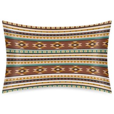 Imagem de Fronha Queen Size de cetim de seda para cabelo e pele, capa de almofada macia, arte refrescante, boêmia, asteca, com fecho de envelope para dormir, mulheres, homens, crianças, 50 x 76 cm, 1 peça