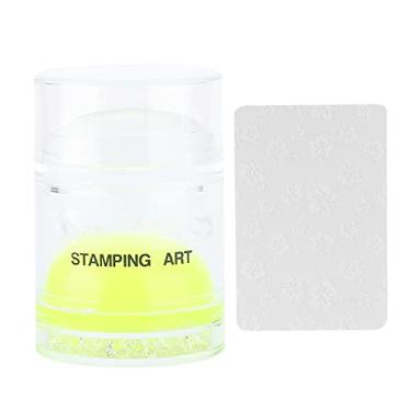 Imagem de Conjunto de raspador de carimbo para arte em unhas, cabeça dupla, ferramenta de manicure de silicone com tampa para uso doméstico profissional, verde fluorescente transparente 6,3 (selo verde fluorescente)