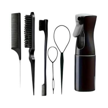Imagem de Conjunto De Escovas Para Cabelos Cacheados 6 Peças Com Frasco Spray, P