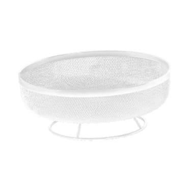 Imagem de Bothyi Suporte para frutas e legumes em arame de ferro para de cozinha, com abertura ampla, e decorativo, redondo com 20 cm de diâmetro, Branco