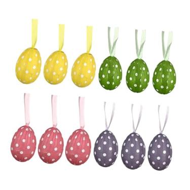 Imagem de oshhni Conjunto de 12 enfeites de Páscoa em formato de ovo, pingentes decorativos de espuma para, árvore, casa, janela e jardim, Pontos