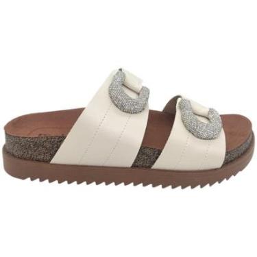 Imagem de Sandália Tamanco Feminio Tiras e Fivela Com Strass Sola Confort Moleca 5500107-Feminino