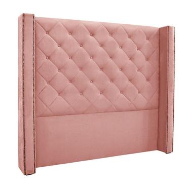 Imagem de Cabeceira Queen Size 1,84m Loewe Veludo Rosa - Gran Belo