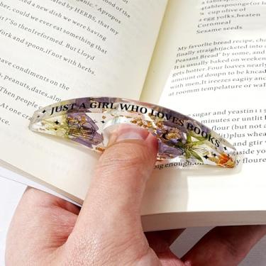 Imagem de Marcador de livro de resina de flor de aniversário personalizado, marcador de livro para presentes de aniversário de Natal, acessórios de leitura de anel de polegar feitos à mão com flor personalizada