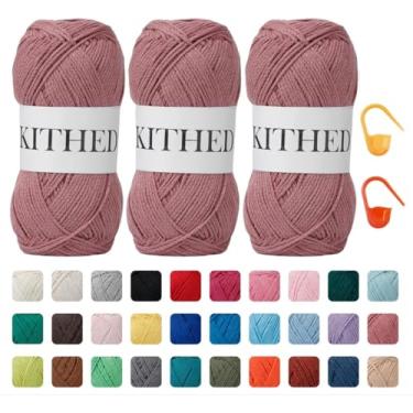 Imagem de Fio de corrente de algodão, 4 médios (penteado) - 283 g, pacote com 3, fio de tricô para iniciantes, mais grosso para crochê e tricô (31 rosa orquídea)