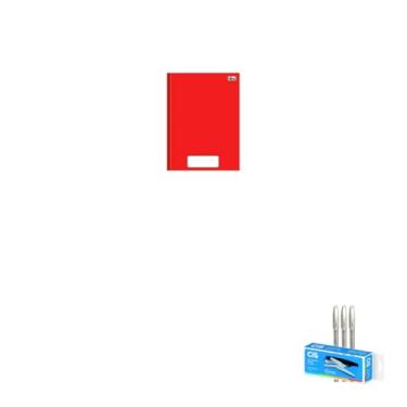 Imagem de Kit Caderno Brochura Capa Dura PEPPER Vermelho 80 Folhas + Caneta Trigel Branca 0.8mm + Grampeador Alicate S-150