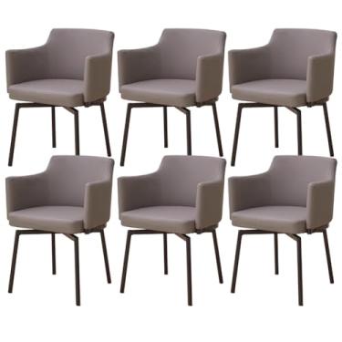 Imagem de SPXMQSS Cadeiras de sala de jantar, cadeiras de cozinha estofadas com encosto e pernas de metal, cadeiras de jantar giratórias de couro com apoios de braços para casa, escritório, sala de estar e