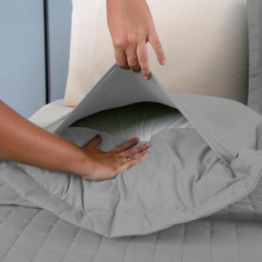 Imagem de Kit Cobre-Leito Casal Queen 3 Peças Copacabana – Matelado Percal 300 Fios – Cinza