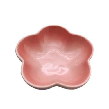 Imagem de prato de lanche Prato fundo de cerâmica cor sólida com 5 polegadas para flores, prato pequeno para mergulhar, utensílios cozinha para casa tigela de sopa(Pink)